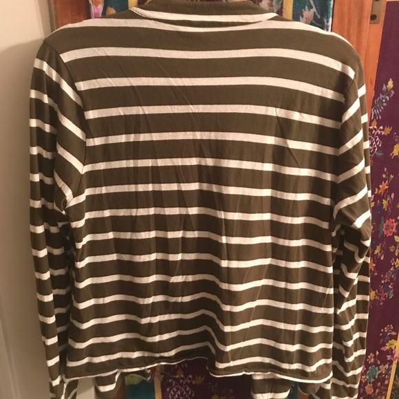 J.Crew green stripe open cardigan - Picture 2 of 4